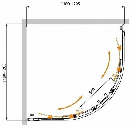 Душевой уголок (120х120) CEZARES MOLVENO MOLVENO-R-22-100+20-C-Cr-IV